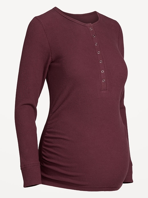 Image number 1 showing, Maternity Long Sleeve Henley T-Shirt