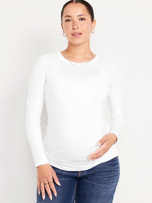 Image number 1 showing, Maternity Long-Sleeve Crew-Neck T-Shirt