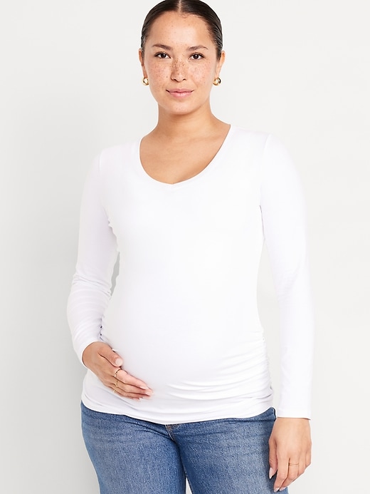 Image number 1 showing, Maternity V-Neck Long-Sleeve T-Shirt