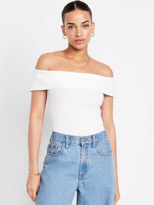 Image number 1 showing, Off-Shoulder Ribbed Top