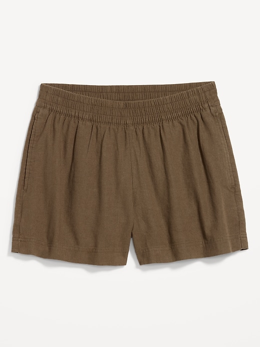 View large product image 1 of 2. High-Waisted Linen-Blend Shorts