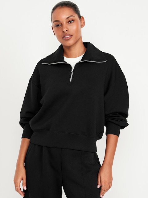 Half-Zip Bounce Fleece Pullover Sweatshirt