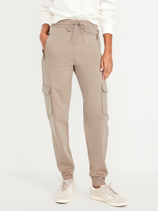 Image number 1 showing, High-Waisted Dynamic Fleece Cargo Joggers