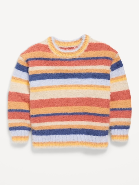 Long-Sleeve Striped Eyelash Sweater for Toddler Girls