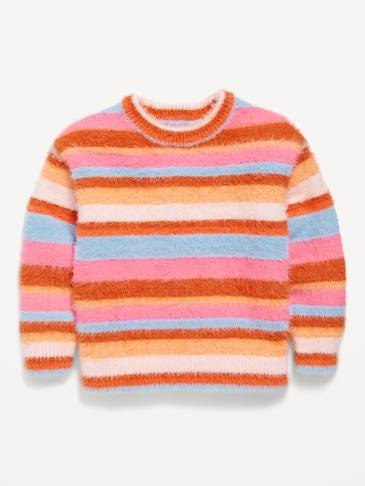 View large product image 1 of 2. Long-Sleeve Striped Eyelash Sweater for Toddler Girls