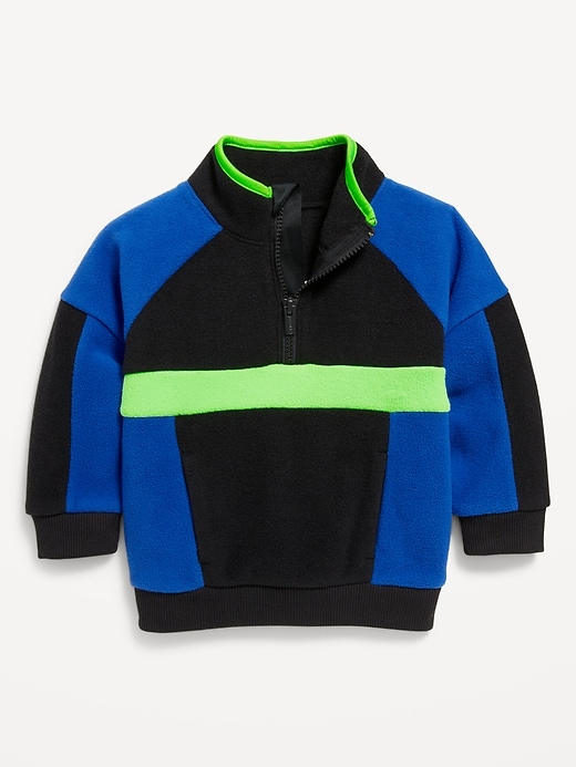 Image number 1 showing, Oversized Microfleece Quarter-Zip Sweater for Toddler Boys
