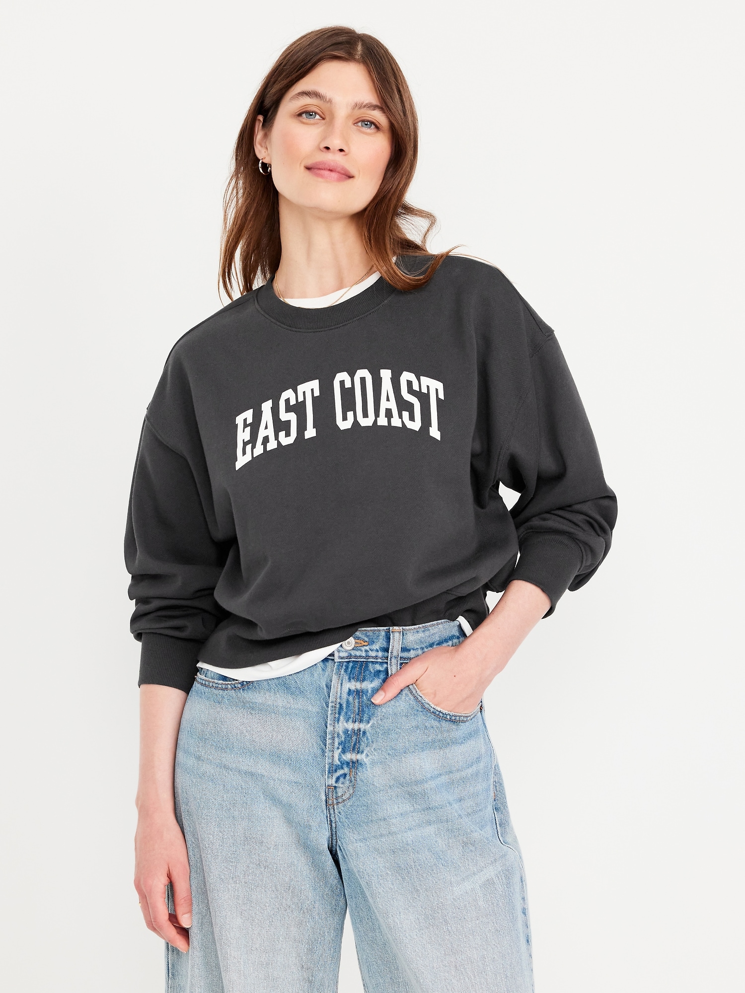 SoComfy Graphic Drop-Shoulder Crew-Neck Sweatshirt