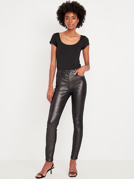 Image number 1 showing, High-Waisted Shine Rockstar Super-Skinny Jeans