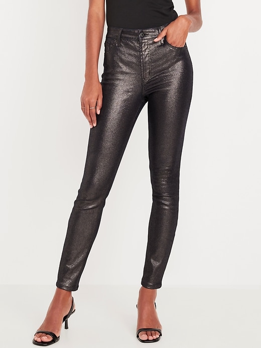 Image number 2 showing, High-Waisted Shine Rockstar Super-Skinny Jeans