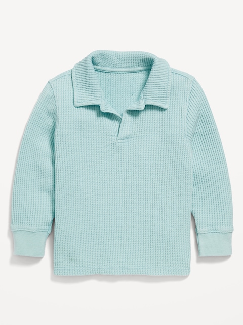 Long-Sleeve Collared Thermal-Knit Shirt for Toddler Boys