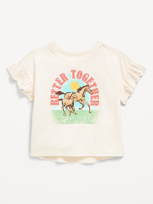 Voir une image plus grande du produit 2 de 2. T-shirt à manches courtes à volants pour toute-petite fille