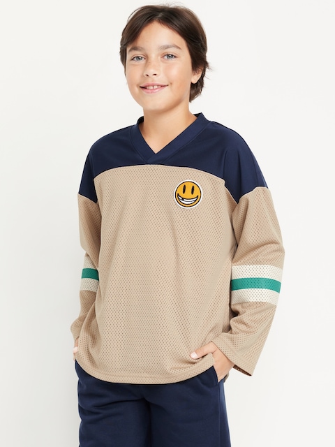 Oversized Hockey Jersey T-Shirt for Boys - Beige