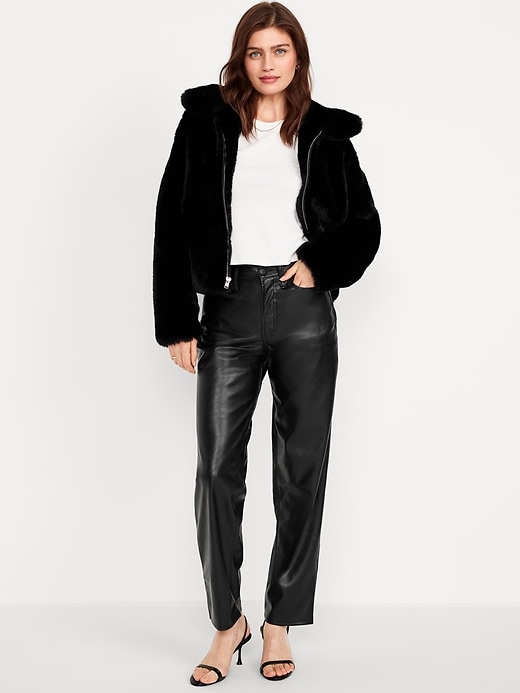 Image number 1 showing, High-Waisted OG Loose Faux-Leather Pants