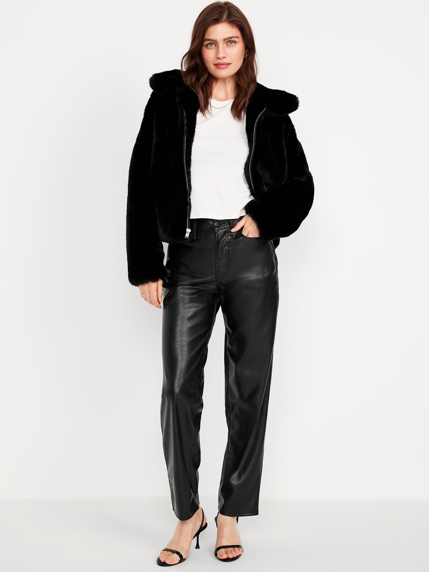 High waisted black pleather pants best sale