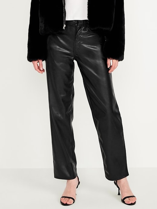 Image number 2 showing, High-Waisted OG Loose Faux-Leather Pants