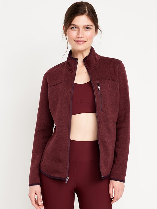 Image number 1 showing, Fleece-Knit Zip Jacket