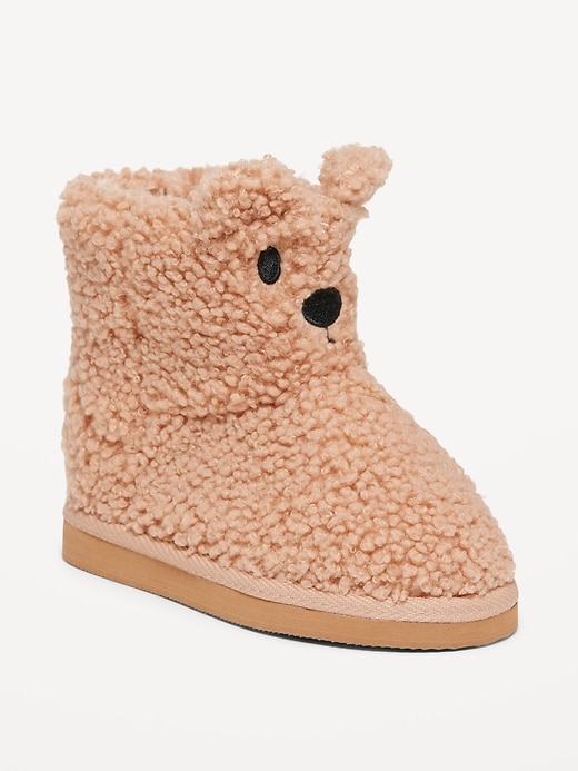 Voir une image plus grande du produit 1 de 4. Bottines doublées en fausse fourrure en Sherpa à motif de bestioles unisexe pour Tout-petit