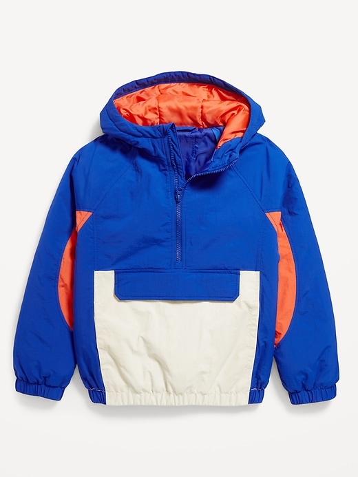 View large product image 2 of 3. Water-Resistant Half-Zip Color-Block Jacket for Boys