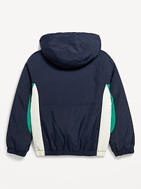 View large product image 3 of 3. Water-Resistant Half-Zip Color-Block Jacket for Boys