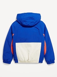 View large product image 3 of 3. Water-Resistant Half-Zip Color-Block Jacket for Boys