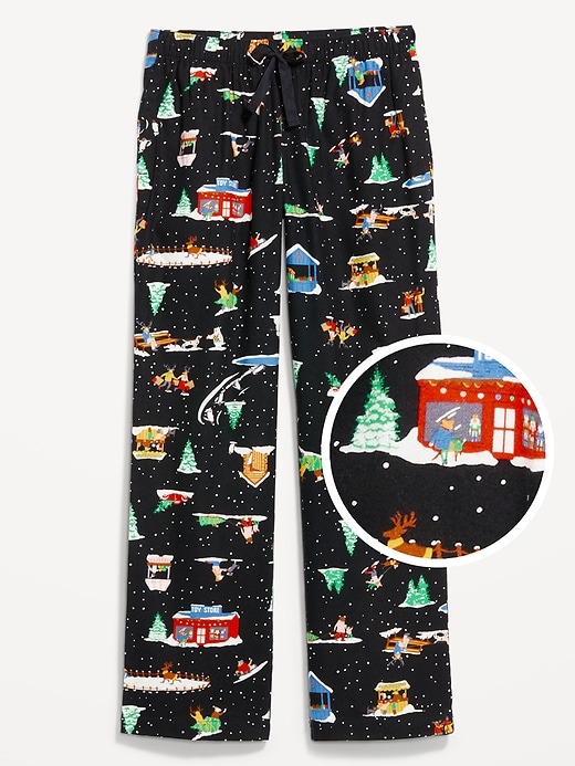 Image number 4 showing, Mid-Rise Printed Flannel Pajama Pants