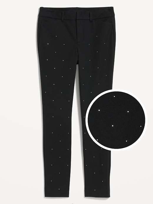 L'image numéro 4 présente Pantalon Pixie ajusté à taille haute longueur cheville avec pierres du Rhin