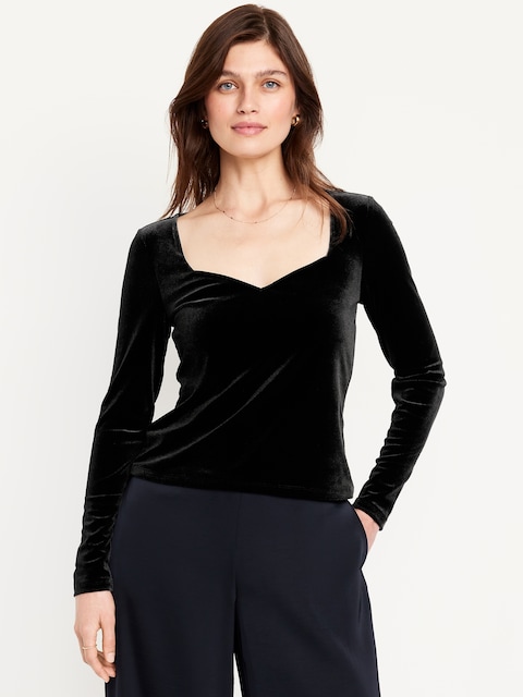 Fitted Velvet Top - Black