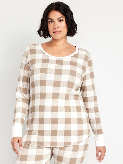 Image number 7 showing, Printed Waffle Pajama Top for Women