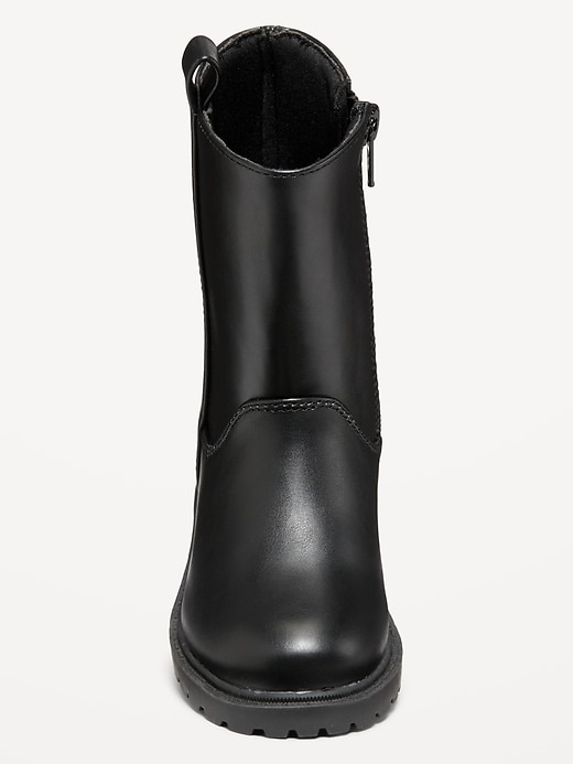 Voir une image plus grande du produit 2 de 3. Bottes hautes en similicuir à glissière latérale pour toute-petite fille