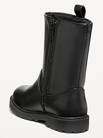 Voir une image plus grande du produit 3 de 3. Bottes hautes en similicuir à glissière latérale pour toute-petite fille