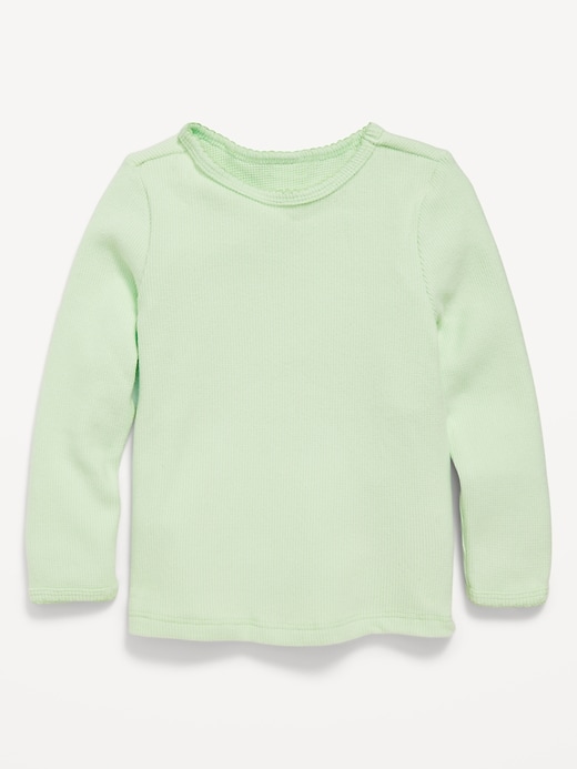 View large product image 1 of 1. Cozy Long-Sleeve Thermal-Knit T-Shirt for Toddler Girls