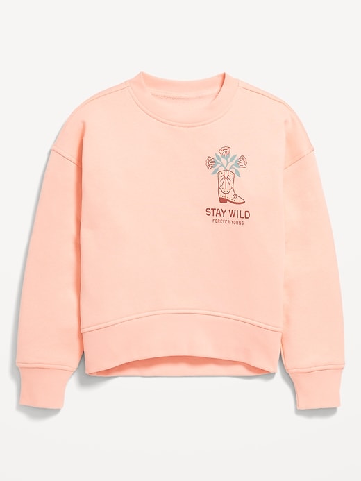 View large product image 2 of 3. Vintage Oversized Crew-Neck Graphic Sweatshirt for Girls