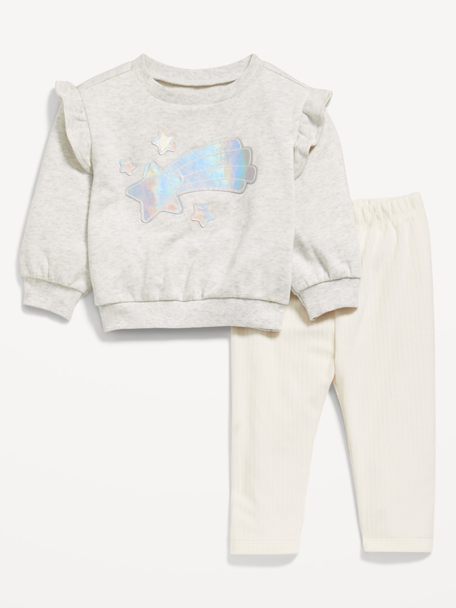 Ensemble legging en velours côtelé et chandail en coton ouaté à imprimé et à volants pour bébé