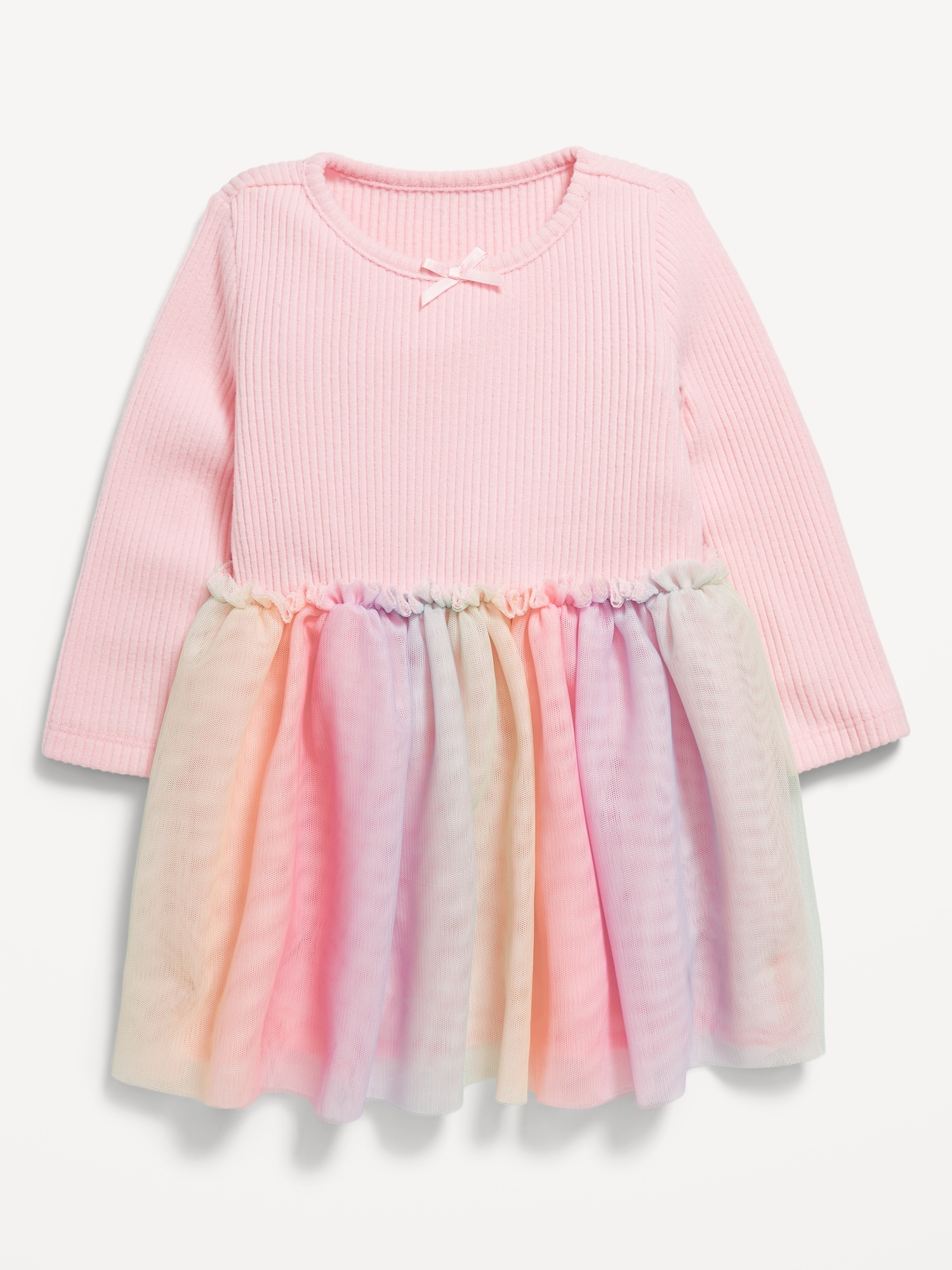 Robe côtelée à tutu à manches longues et à imprimé pour bébé