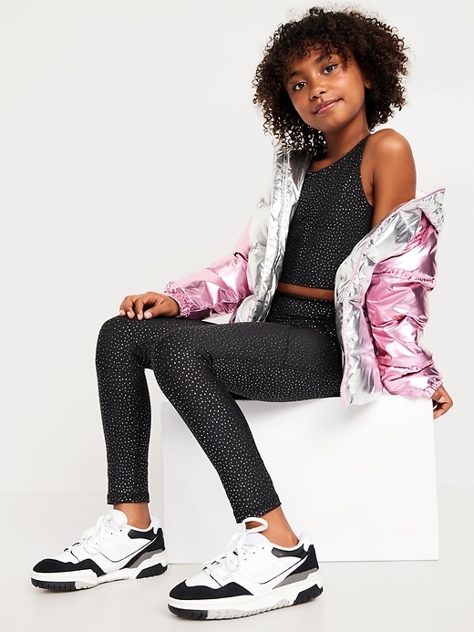 Image number 3 showing, High-Waisted PowerSoft 7/8-Length Side-Pocket Leggings for Girls