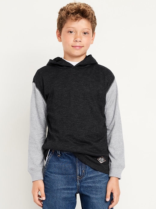 View large product image 1 of 4. Cozy-Knit Long-Sleeve Hooded T-Shirt for Boys