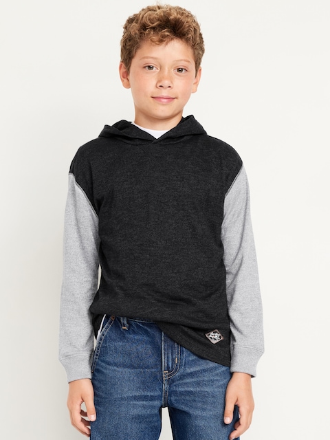 Cozy-Knit Long-Sleeve Hooded T-Shirt for Boys