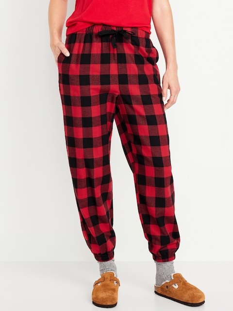 High-Waisted Flannel Pajama Joggers for Women