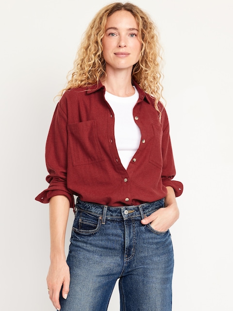 Flannel Boyfriend Button-Down Shirt