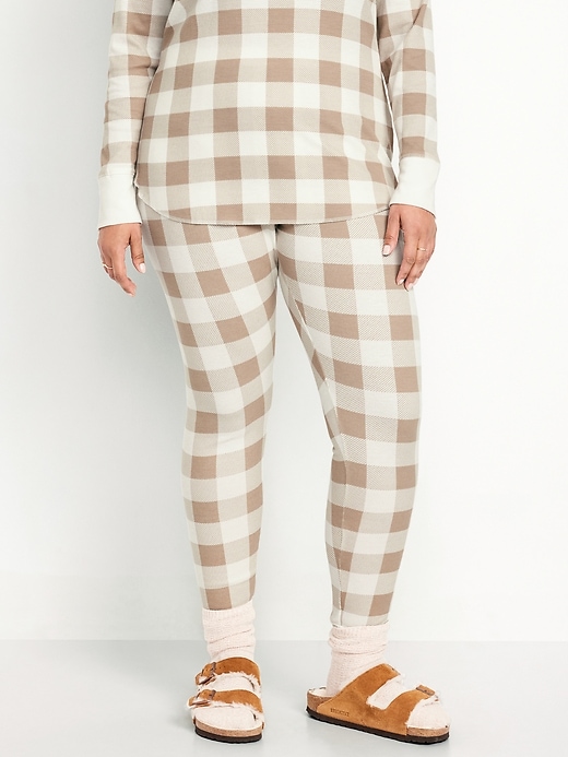 L'image numéro 7 présente Legging de pyjama gaufré à taille haute et à motif