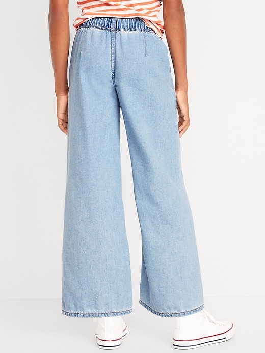 View large product image 2 of 3. High-Waisted Baggy Wide-Leg Pull-On Jeans for Girls