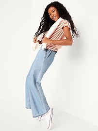 View large product image 3 of 3. High-Waisted Baggy Wide-Leg Pull-On Jeans for Girls