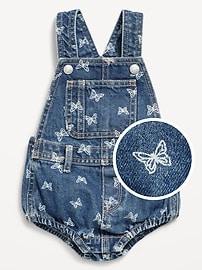 Image number 2 showing, Printed Jean Shortalls for Baby