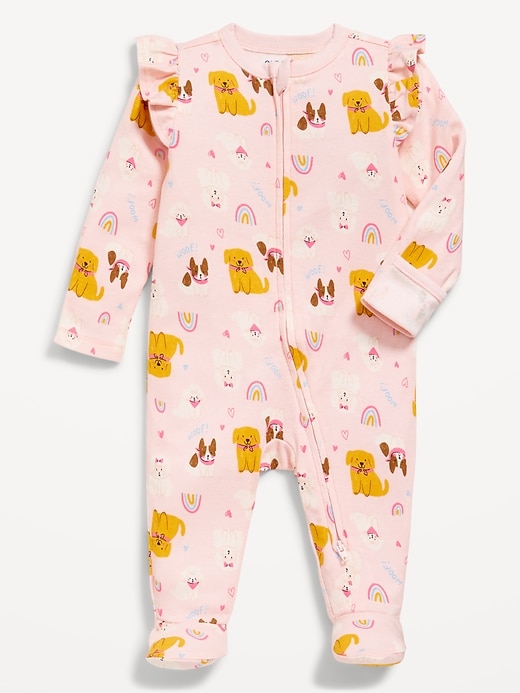 View large product image 1 of 2. 2-Way-Zip Sleep & Play Ruffled Footed One-Piece for Baby