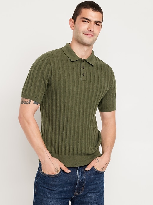 Image number 1 showing, Ribbed Polo Sweater