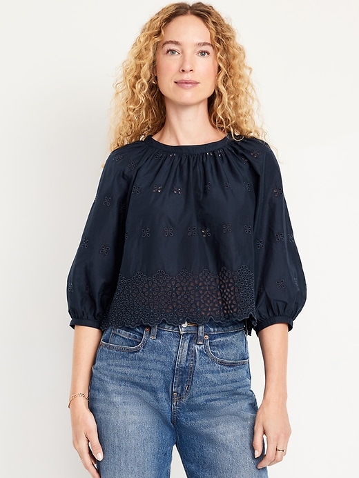 Image number 1 showing, Perforated Cropped Top