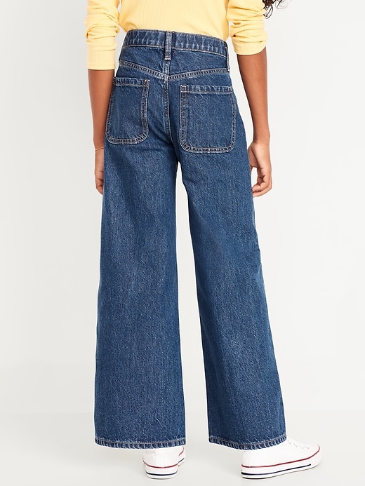 View large product image 2 of 4. High-Waisted Super Baggy Button-Fly Wide-Leg Utility Jeans for Girls