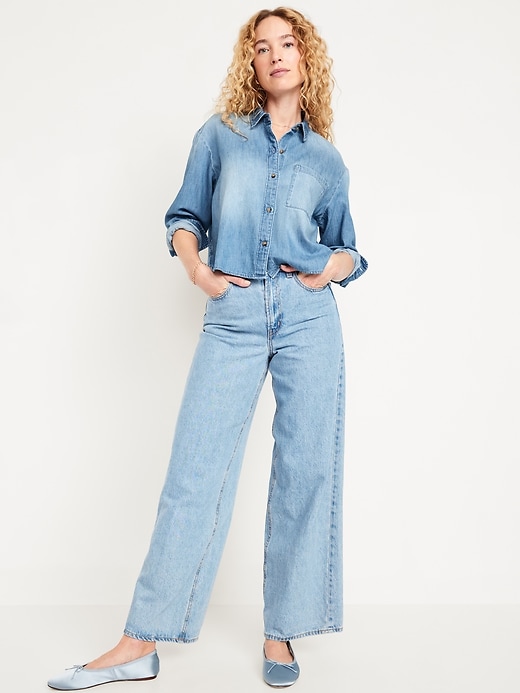 Image number 8 showing, Button-Down Crop Shirt