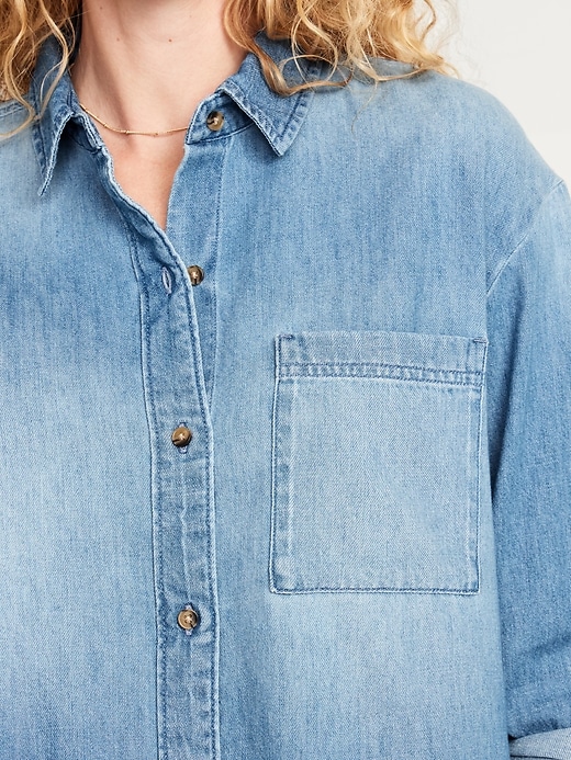 Image number 4 showing, Jean Button-Down Cropped Shirt