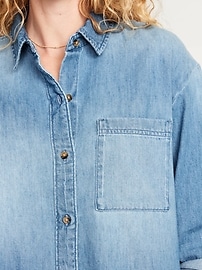 Cropped Jean Button-Down Shirt